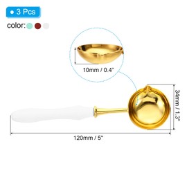 PATIKIL 5" Wax Seal Spoon, 3Pcs Wax Sealing Melting Spoon Brass Vintage Wooden Handle Wax Spoon for Wax Seal Stamp Envelope Art Craft Projects, White, Green, Dark Red