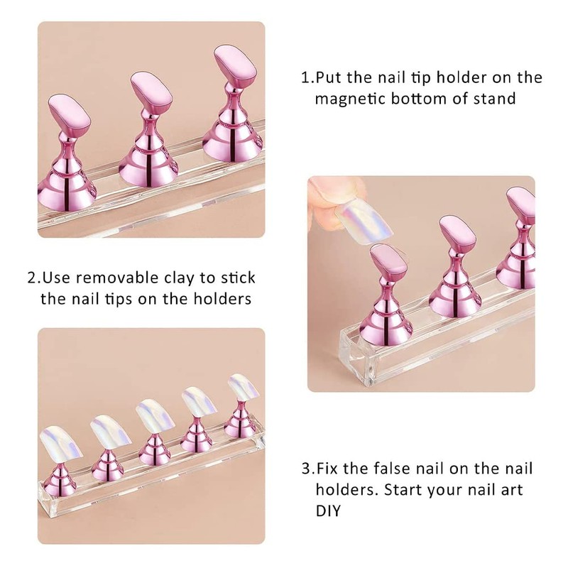 Acrylic Nail Display Stand, Magnetic Nail Tip Holder, Acrylic Nail