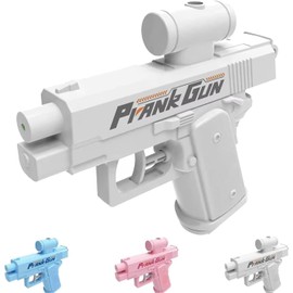 Prank Water Gun, Prank Two-Way Water Gun - Self-Soaking Spray Front & Back, Hilarious Gag Gift & Novelty Toy for Parties, Summer Fun (White)