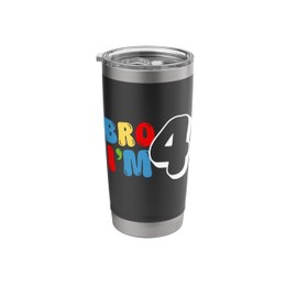 Bro I'm 4 Year Old Bruh It's My 4th Birthday Kids Boy Gum Stainless Steel Insulated Tumbler