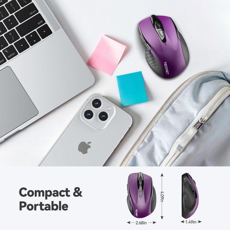 TECKNET Wireless Mouse for Laptop, Silent Mouse Quiet Click, Computer