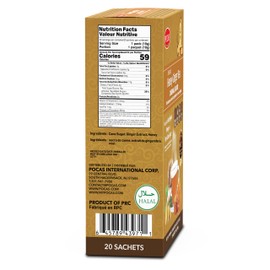 Pocas Honey Ginger Instant Tea Powder 2-Pack with Ginger Extract & Real Honey, Caffeine-Free Tea, 20 Packets per Box