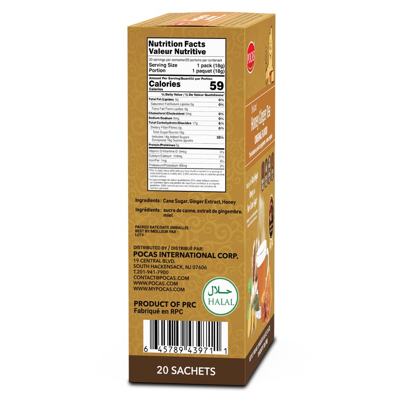 Pocas Honey Ginger Instant Tea Powder 2-Pack with Ginger Extract