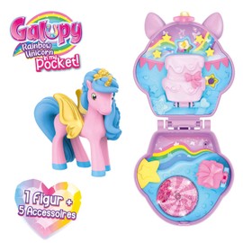 Galupy Rainbow Unicorn In My Pocket - Einhorn Spielzeug zu Sammeln , klappbares Mini-Spielset mit Einhornfigur und Karussell