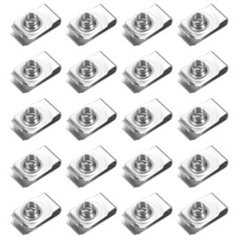 PATIKIL U-Style Clip-On Nut, 20 Pack M6-1 Regular Extruded U-Nut U-Type Fasteners Hardware Nuts 304 Stainless Steel for Automotive Metal Cars Motorcycles, Silver