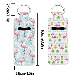 FREEBLOSS 2Pcs Chapstick Holder Keychain Lip Balm Holder Keychain Flamingo Lightweight Lipstick Sleeve Pouch with Pineapple and Leaves Pattern for Women Girls 1.5x3.8''