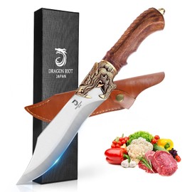 DRAGON RIOT Razor Sharp Chef Knife for Cooking, Hand Forged Meat Cutting Kitchen Knife with Sheath & Ergonomic Handle, Cooking Knife for Kitchen Home Gift Box