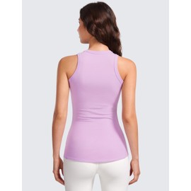 CRZ YOGA Racerback Tank Tops for Womens High Crewneck Stretchy Fitted Tanks Workout Casual Sleeveless Tight Shirts Lilac X-Small