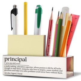 THRXOBN Principal Gifts for Women, Birthday Gifts for Principal, Appreciation Pen Holder for Men, Retirement Decor for Headmaster, Stainless Steel Pen Holder With Inspirational Quotes, WTW6