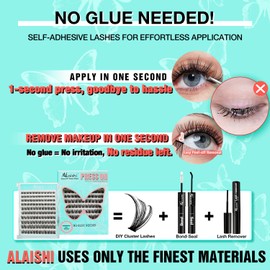 No Glue Needed Lashes,Lash Clusters Kit, DIY Cluster Eyelash Extensions 10‑18mm,120pcs Fluffy D Curl Soft Natural Lashes with Lash Tweezers–Waterproof Fake Cat Eye Wispy Individual Clusters(NGDY101)