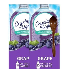 Candy Freezer Crystal-Light On The Go Drink Mix - Two (2) Pack of 10pck/0.13oz Pouches - Sugar-Free, Low-Calorie Refreshment Anytime, Anywhere and Candy Freezer Wooden Spoon (2 Pack, Grape) - Wooden Spoon