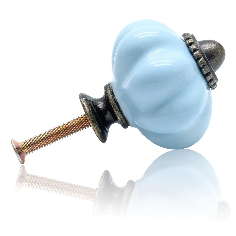 Cjueiom 12 Pack Ceramic Drawer Knobs, Baby Blue Vintage Cupboard
