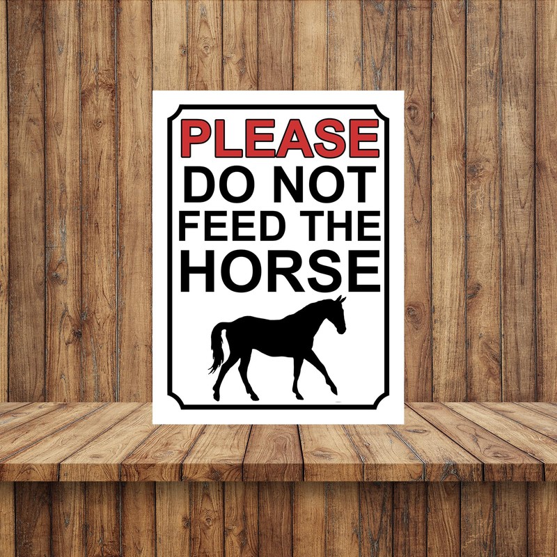 PLEASE DO NOT FEED THE HORSES METAL SIGN 200MM X