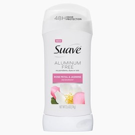 Suave Aluminum Free Deodorant for Women, Rose Petal and Jasmine, 48-Hour Odor Protection, Free of Talc, Parabens & Dyes 2.6 oz