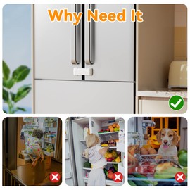 EUDEMON Updated French Fridge Lock French Door Refrigerator/Freezer Lock Apply to Max 2.28"(58mm) Two Door Gap Distance,Cabinet Cupboard Lock for Kids & Babies,Easy to Install(1Pack,White)