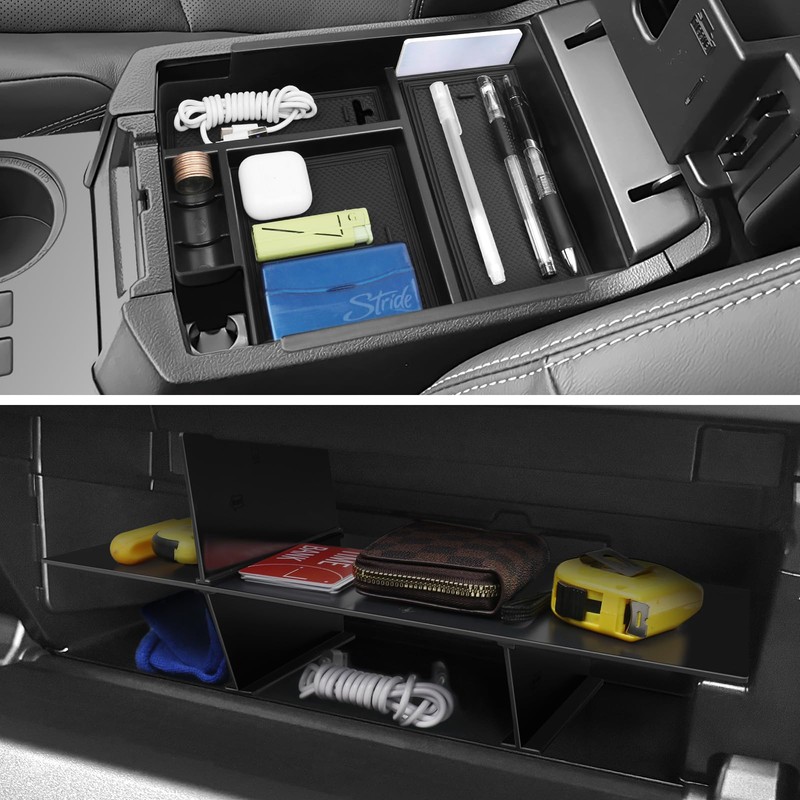 Hellet 2PCS Center Console Hidden Box Organizer Compatible with Toyota