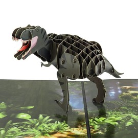 AUEAR, Greeting Card Dinosaur Advent 3D Birthday Pop Up for Kids 5.9X5.9 Son Boy Dad Husband