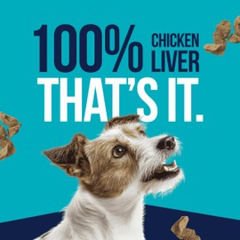 Stewart Freeze Dried Dog Treats, Chicken Liver, 2.5 oz, Grain Free & Gluten Free, Resealable Pouch, Single Ingredient, Training Treat