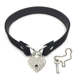 Succuba Heart Padlock Choker Collar Necklace Lolita Collar Cat Kitty Velvet Necklace with Lock and Key (I, 16)