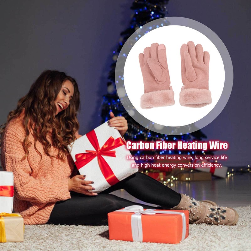 Pink USB Heating Gloves Hand Warmer Touch Screen Design Adjustable
