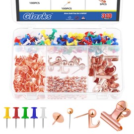 Glarks 310Pcs 5 Styles Rose Gold Push Pins Set, Thumb Tacks Decorative Push Pins for Bulletin Board Decorations, Artworks, Photos, Craft Projects