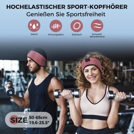 LC-dolida Schlafkopfhörer Bluetooth 5.4, Schlaf Stirnband Kopfhörer Headband Schlafmaske, Sportskopfhörer Musik schlafen Stirnband für Sport Training, Joggen, Yoga, Reisen