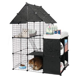 Large Cat Cage with Storage Cube Indoor DIY Indoor Catio Cat Enclosures Metal Cat Playpen Detachable