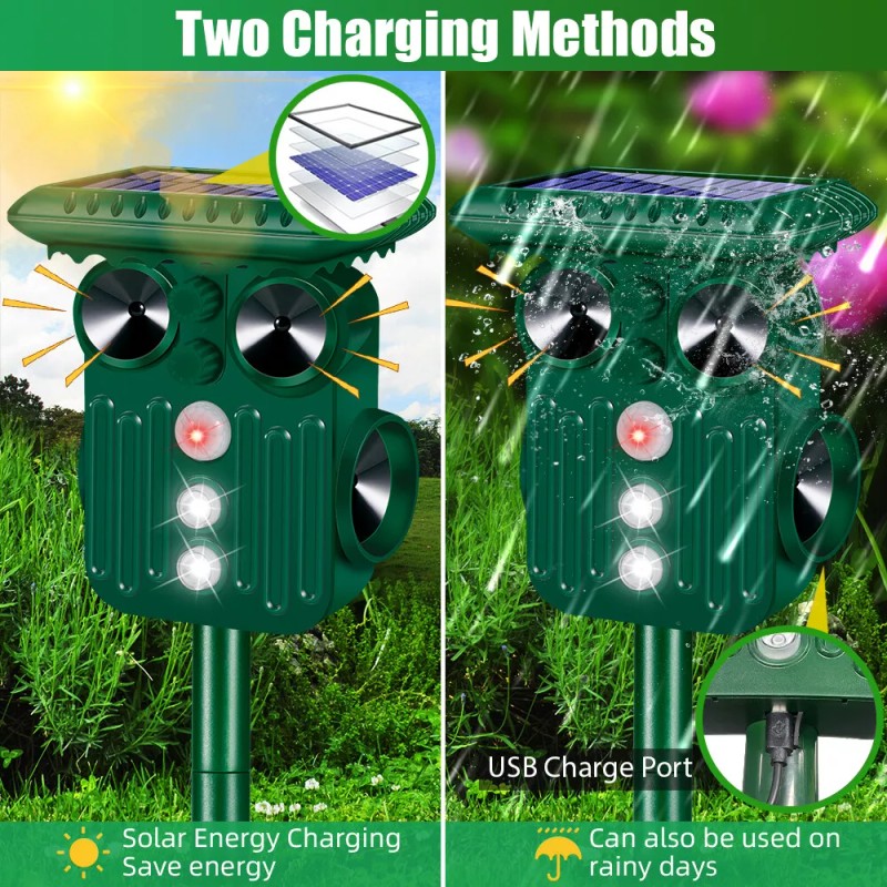 Jahy2Tech Solar 360° Ultrasonic Animal Repeller Cat Skunk Deer Motion