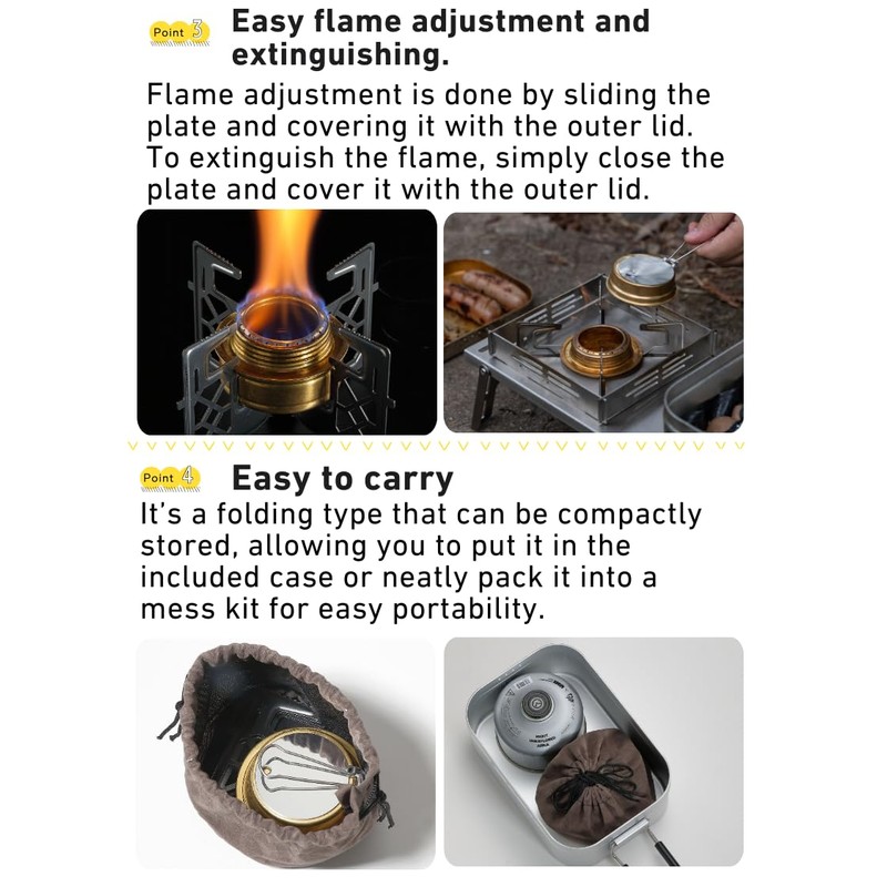 CAMPINGMOON Alcohol Stove Brass Stainless Steel Mini for Backpacking Hiking