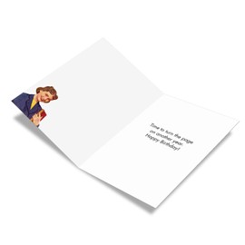 NobleWorks - 1 Funny Retro Birthday Greeting Card - Women's Birthday Celebration Humor, Vintage Notecard - Unread Books C7259BDG