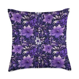 Blooms Boutique Purple Floral Flower Botanical Blooms Repeat Pattern Throw Pillow, 18x18, Multicolor