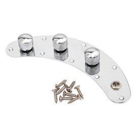 1Pcs Yootones Prewired Bass Switch Control Plate Wired Loaded Control Plate with Switch Knob Compatible with Electric Bass (Silver)