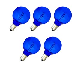 NICONIK 5 Pack G40 Blue LED Replacement Christmas Light Bulbs,E12 Candelabra Base, Shatterproof Plastic, for Christmas Outdoor String Lights (5 PCS)