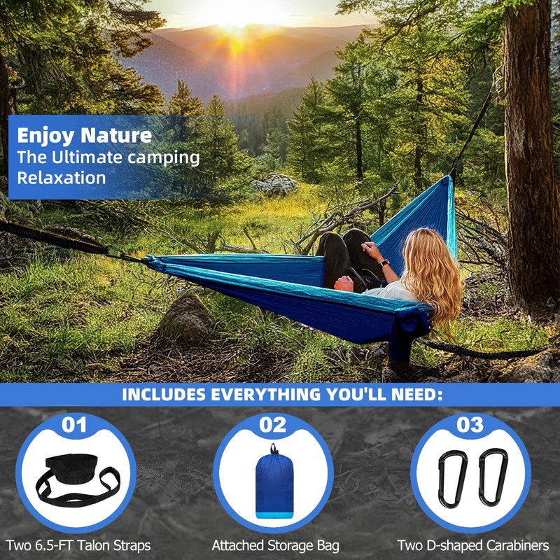 HAZBEN Portable Camping Hammock Tree Straps Hammock Perfect for Outdoor