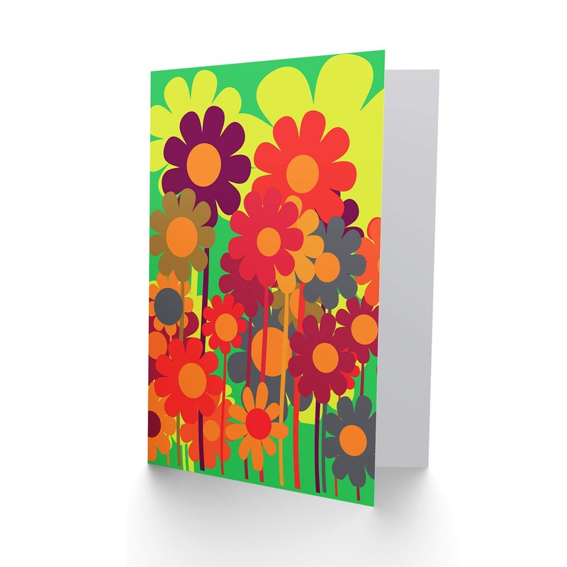 MULTI COLOURED FLOWERS SPRING BLANK GREETINGS BIRTHDAY CARD ART