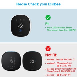 CaseBot Wall Plate for New 2025 ecobee Smart Thermostat Essential Thermostat, Practical and Stylish Trim Plate Bracket Cover Mount Holder, Black