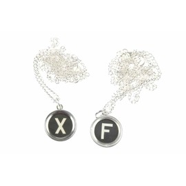 Miniblings Typewriter Keys Link Necklace 45cm Chosse a Letter Name Initial Black, Letter:J