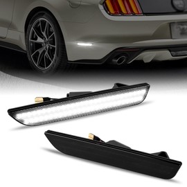 Gempro LED Rear Side Marker Lights for Ford Mustang 2010-2014 White Bumper Marker Parking Lamps Smoked Len, 2PCS