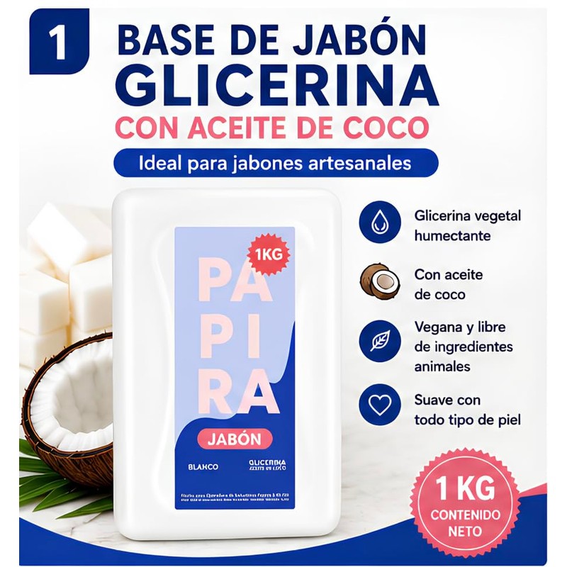Base Jabón Glicerina Blanca Aceite Coco Jabones Artesanales Decorativos