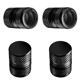 Tire Valve Stem Caps - 4 Pack Anti-Corrosion Premium Anodized Alloy Tyre Air Valve Caps Universal for Car SUV Bike Black