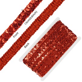 levylisa Lace Trim 14 Yards Sequin Metallic Braid Trim Bling Wrap Ribbon for Garment Accessories Costume Jewelry Crafts Sewing (Red)