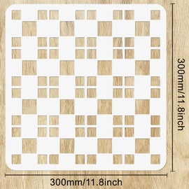 WEBEEDY Reusable Plaid Stencil Art Craft Checkerboard Templates DIY Stencil Template for Painting on Wood Wall Canvas Furniture Floor Fabric DIY Crafts Home Decor,11.8"x11.8"/30x30cm