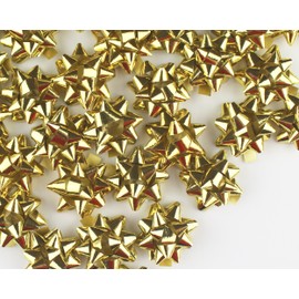 Mini Metallic Confetti Bows, 1" Gift Wrap Bows for Christmas, Holidays and Birthdays by Emerald Craft & Hobby (25, Gold)