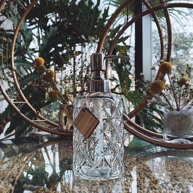 JASAI Diamond Design 12 Oz Glass Soap Dispenser, Kitchen soap