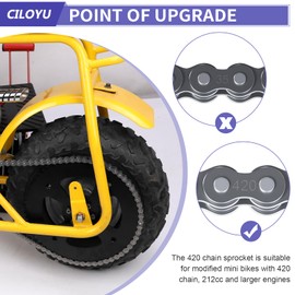 CILOYU Upgrade 60 Tooth Sprocket 420 Chain 37mm Bore Replacement for Mini Bike Coleman CT100U CC100X Baja Doodle Bug DB30 RB100 Monster Mega Moto MMB80 105cc Motovox MBX10 MBX11 Minibike Parts