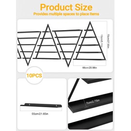 EBANKU 10PCS Metal Nail Polish Storage Racks, 5 Tiers Nail Polish Racks for Wall Black Triangular Display Rack Cosmetic Display Case Perfume Wall Shelf Essential Oil Organizer for Nail Salon Shop