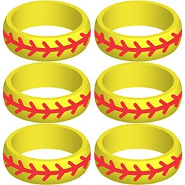 SayitBands Six of Softball Silicone Ring Size 14