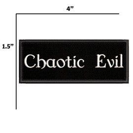 Chaotic Evil Embroidered Premium Patch Iron-On or Sew-On Embroidery Applique - Character Toon Gamer - Costume Uniform - Fun Novelty Badge Biker Emblem - Vacation Tourist Souvenir