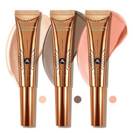 Anglicolor 3Pcs Highlighting Blush Contour Stick Easy To Use,Liquid Blush Liquid Contour Wand Blends Well,Great BlushCream Contour, Lasting Matte Subtle Cruelty & Cruelty-Free (01#+04#+05#, 36ml)