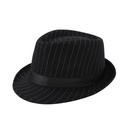 Bamboopack Men Classic Manhattan Structured Gangster Trilby Fedora Hat Derby Hat Jazz Cap Black